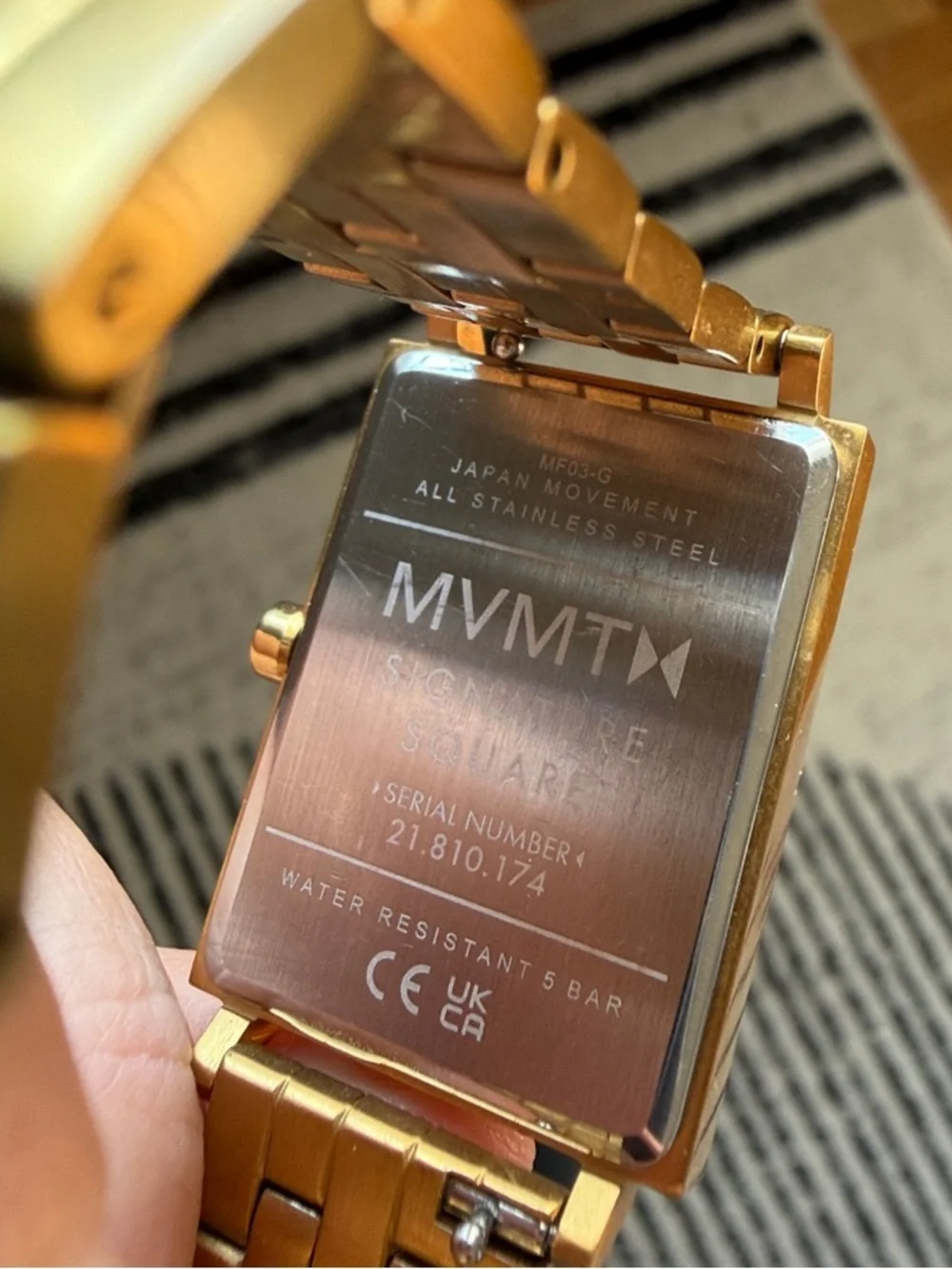 MVMT Gold Rectangular Bracelet Watch with White Dial